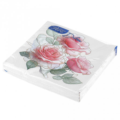 Салфетки бумажные 33х33см GrandPero Deluxe, 3-х слойные, 20 штук в упаковке, Гармония (Россия) - Bouquet фото 3