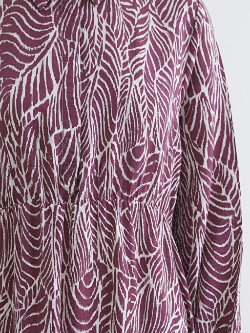 G?mlek Yaka Desenli Belden Oturtmal? Elbise