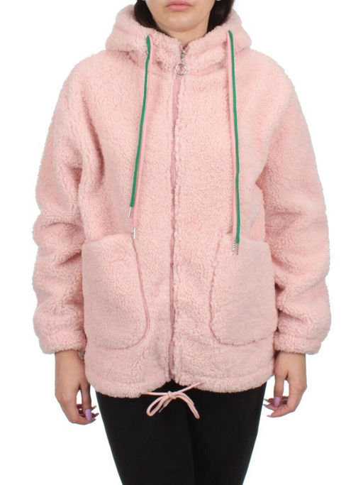 1008 PINK Куртка плюшевая демисезонная (65% хлопок, 35% полиэстер) оверсайз 46-54