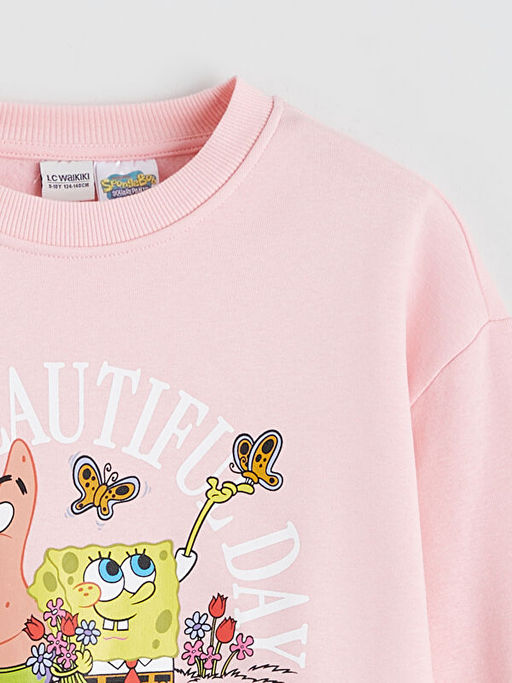 Spongebob Bask?l? K?z ?ocuk Kal?n Sweatshirt