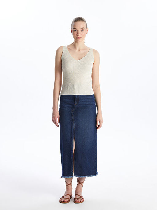 Kad?n V Yaka D?z Triko Atlet