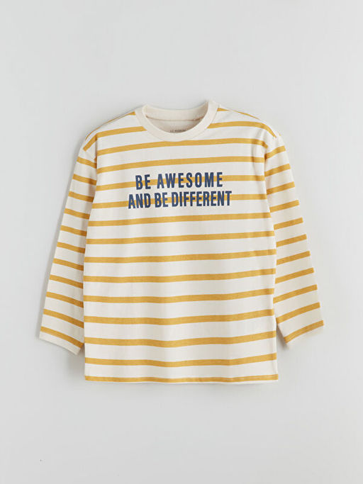 Bisiklet Yaka ?izgili Erkek ?ocuk Ti??rt