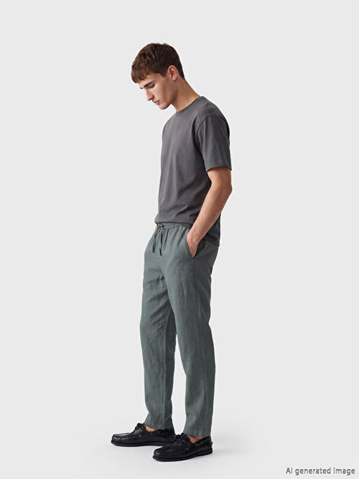 Regular Fit %100 Keten Erkek Pantolon - Waikiki фото 2