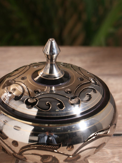 Сахарница «Серебряная с чёрными узорами», 500 мл, 13×13×15 см, латунь