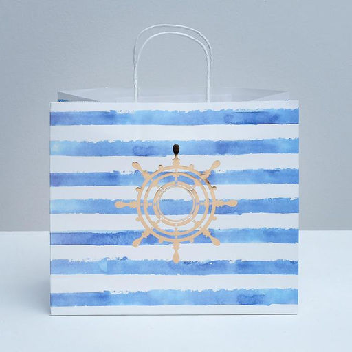 Пакет подарочный крафтовый, упаковка, Якорь, 32?28?15 см