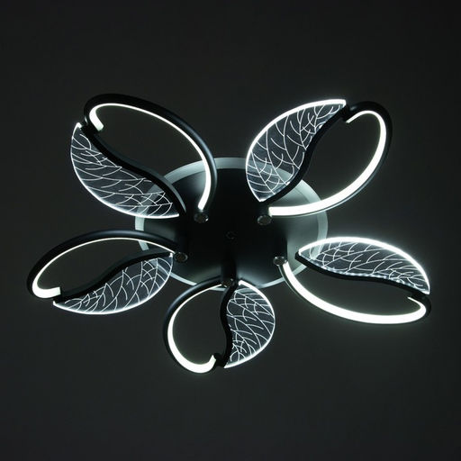 Люстра потолочная BayerLux «Астрид», 5хLED, 110 Вт, 3000-6000К, RGB, черный, 65×65×8 см