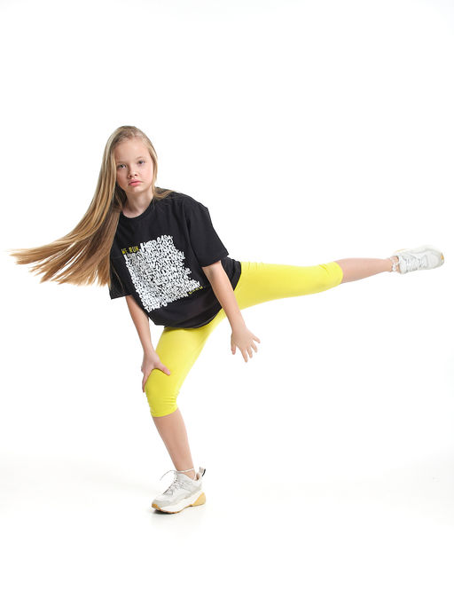 Бриджи для девочки UD 7975 неон желтый - Mini maxi фото 3