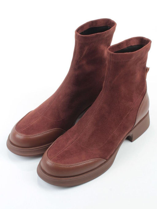 01-H24B-34HJ BROWN Ботинки демисезонные женские (натуральная кожа, искусственная замша)