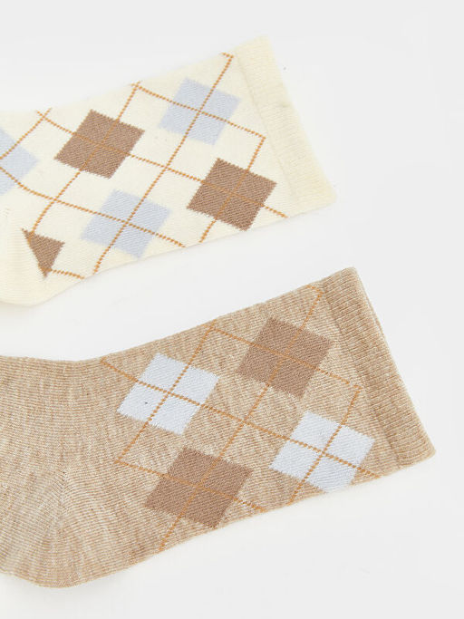 Baklava Desenli Kad?n Soket ?orap 2li