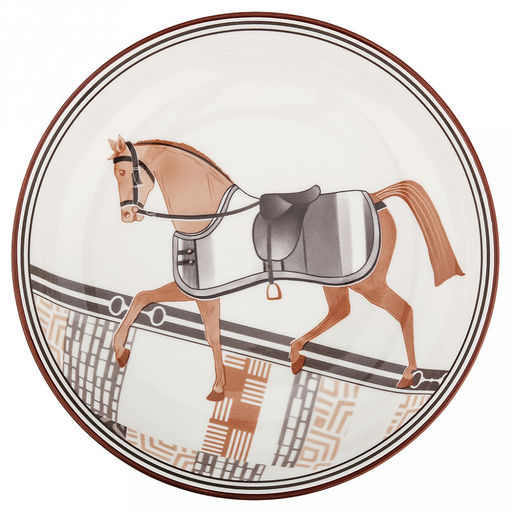 Конь Тарелка глубокая фарфоровая д180мм, h35мм, 420мл, с деколью, отводка, молочный, Символ 2026 года (Китай)