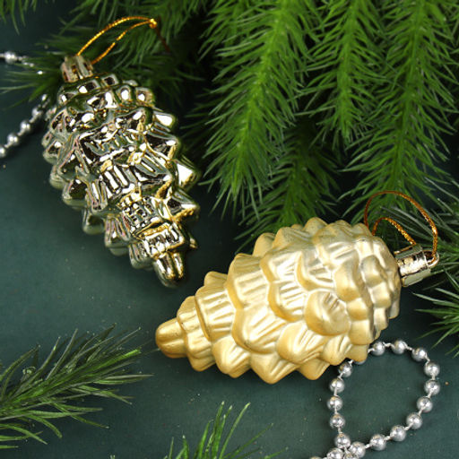 Елочное украшение Шишка 8 штук 8 см / 5620 /уп 72/ микс (Красный) - Галеонтрейд фото 2