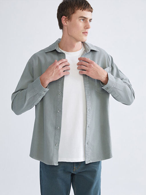 Regular Fit Uzun Kollu Erkek Jean G?mlek