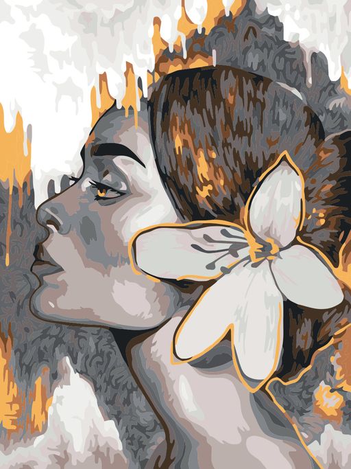 ФРЕЯ PNB/PM-035 Набор для раскрашивания по номерам ( с краской-металлик ) 40 х 30 см Портрет в золоте