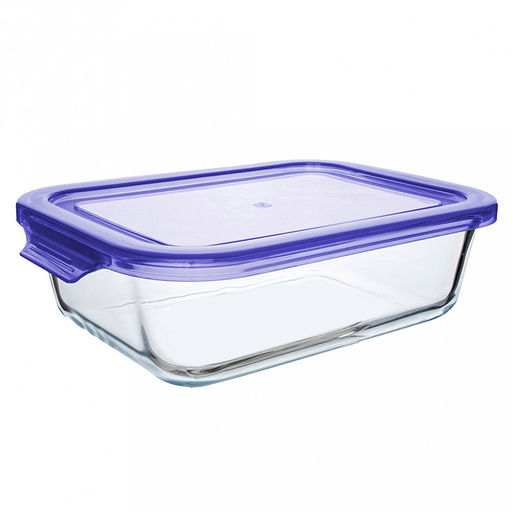 Контейнер стеклянный Argos 1,04л, 19,6х14,5х6см, прямоугольный, боросиликатное стекло, пластмассовая крышка, ручки-выступы с двух сторон, TalleR (Китай)