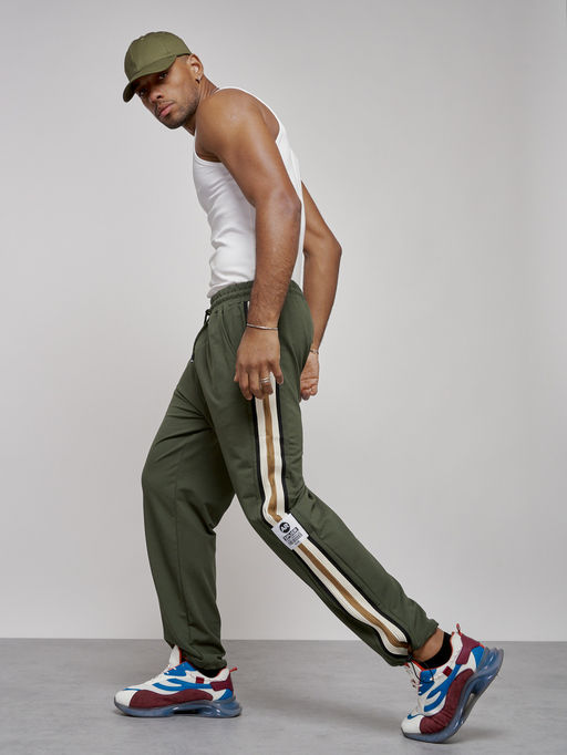 Широкие спортивные штаны трикотажные мужские цвета хаки 12903Kh - Mtforce фото 7