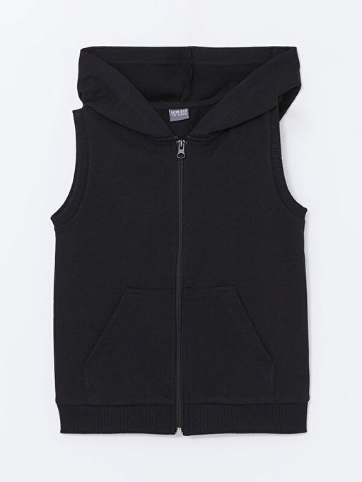 Kap??onlu K?z ?ocuk Fermuarl? Yelek