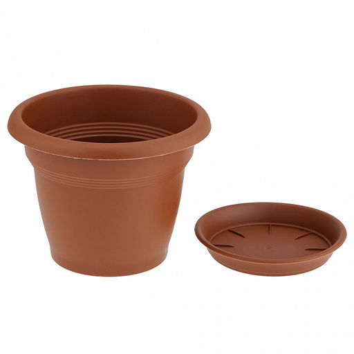 Кашпо для цветов пластмассовое Классика 2л, д18см, h15см, с поддоном, полипропилен, терракотовый (Россия) - Домашняя мода фото 4