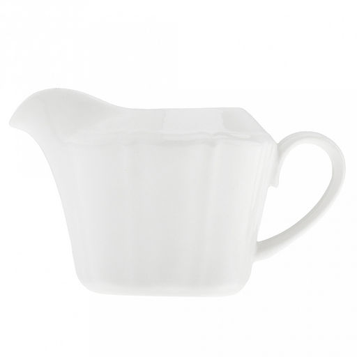 "Совершенство" Сливочник (молочник) фарфоровый 250мл, 13,7х8,4см h8,2см, белый, рельефный декор (Китай)