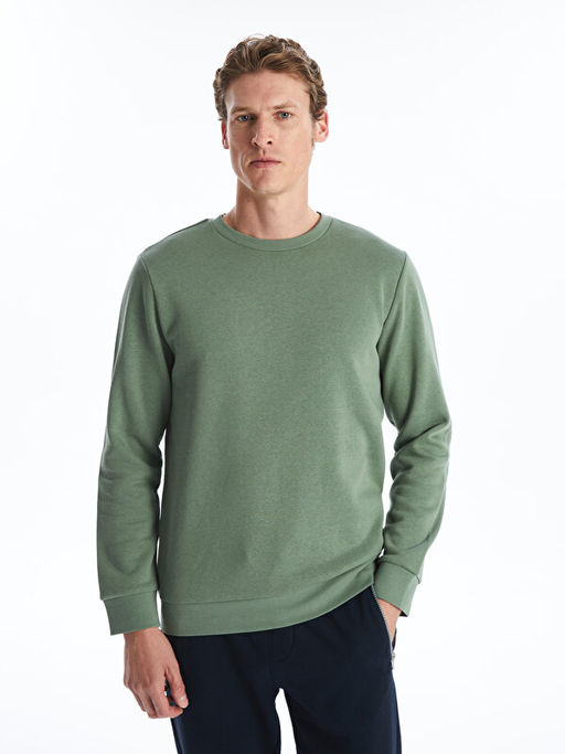 Bisiklet Yaka Uzun Kollu Erkek Sweatshirt