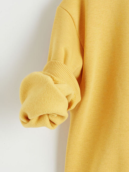 Bisiklet Yaka Stitch Bask?l? K?z ?ocuk Sweatshirt