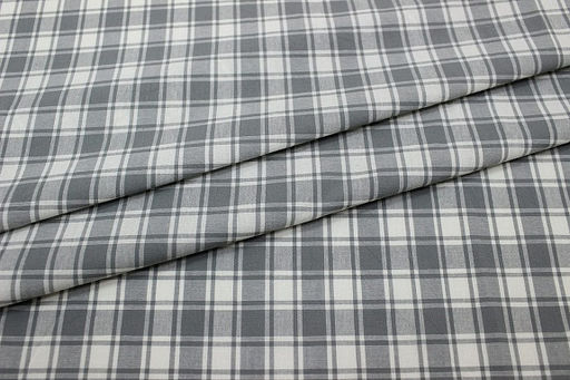 Вареный (стираный) хлопок Клетка цв.серый с зеленым оттенком, ш.2.5м, хлопок-100%, 115гр/м.кв - Купава фото 3