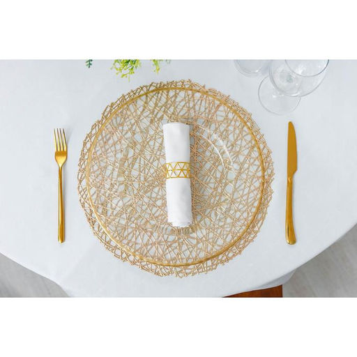 Набор салфеток сервировочных на стол Доляна Паутинка, d=38 см, 4 шт, цвет золотой  фото 6