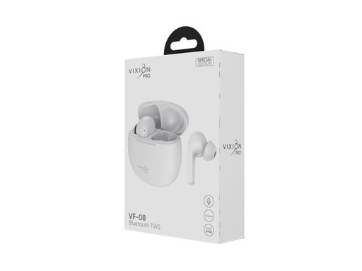 Наушники с микрофоном Bluetooth VIXION "VF-08" вкладыши (БП-00001045) сенсорные, время работы до 6часов, белые