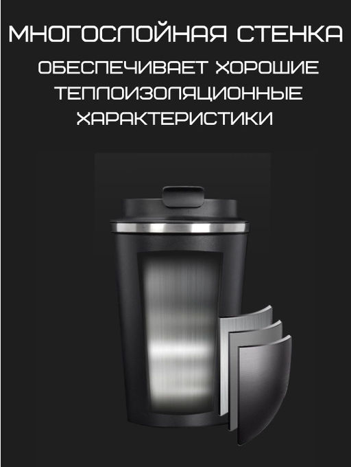 Термокружка с датчиком.Термос кружка 510 мл, термостакан в машину черного цвета - Aopen фото 3