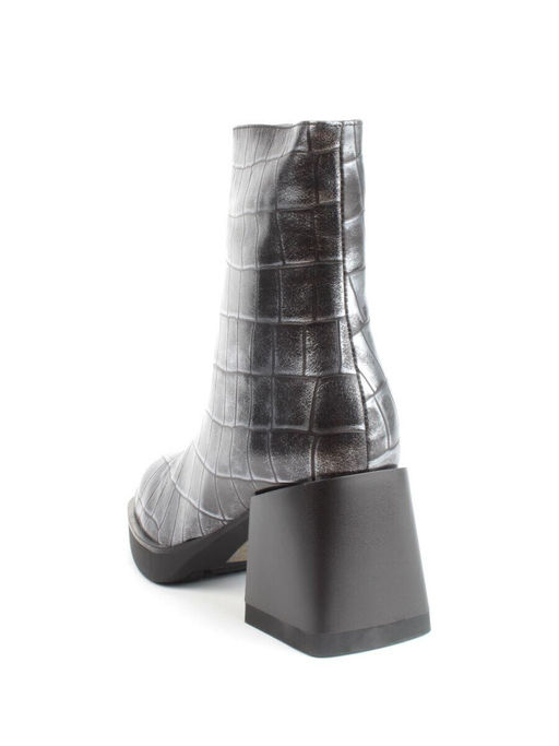 04-ZYM936 BLACK SILVER Ботильоны зимние женские (натуральная кожа, натуральный мех)