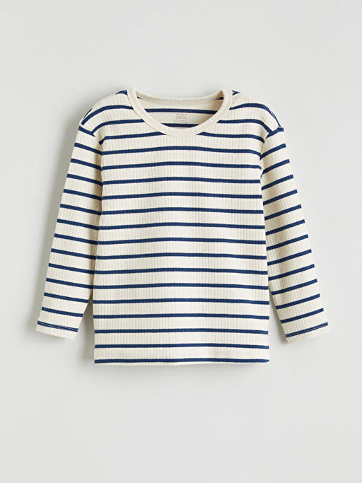 Bisiklet Yaka ?izgili Erkek Bebek Ti??rt 2li