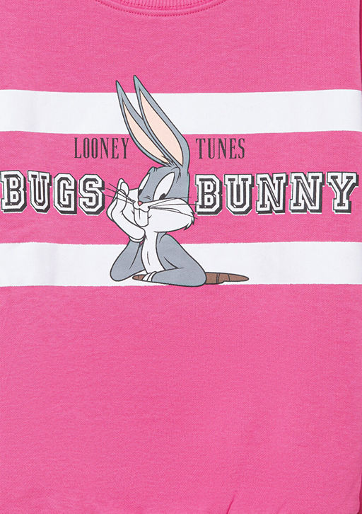 Bugs Bunny Bask?l? Pembe Sweatshirt - Mavi фото 5