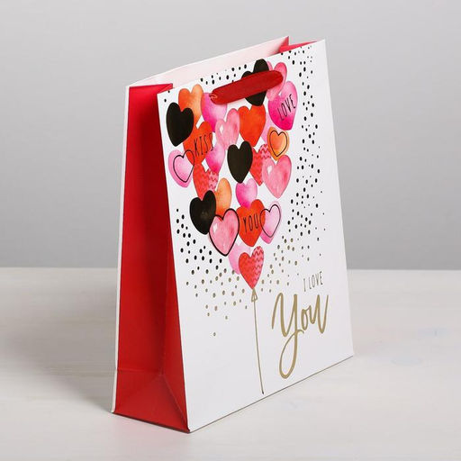 Цена за 2 шт. Пакет подарочный ламинированный, упаковка, I love you, с тиснением, ML 23×27×11.5 см