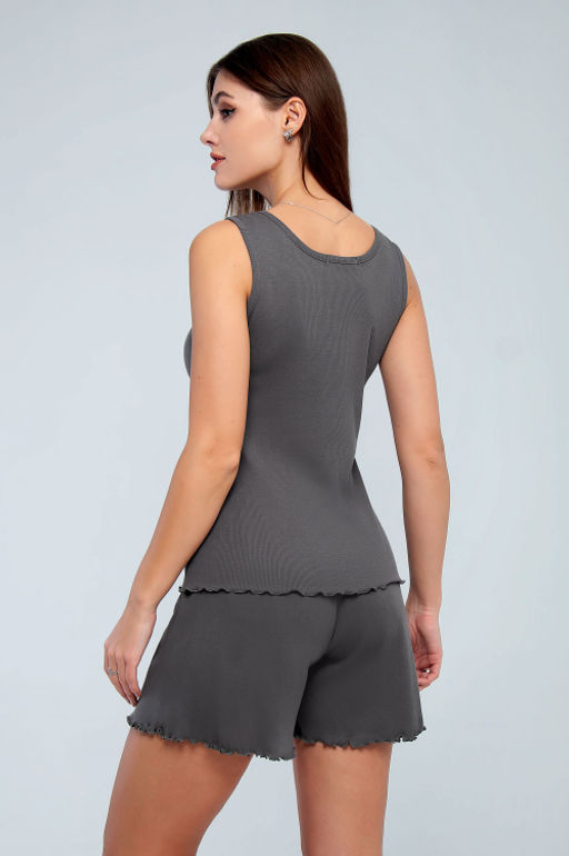 Арт. 9155/2 Пижама с шортами 42-50 (5 шт) Цвет:верх-темно-серый,низ-темно-серый - Калинка фото 3