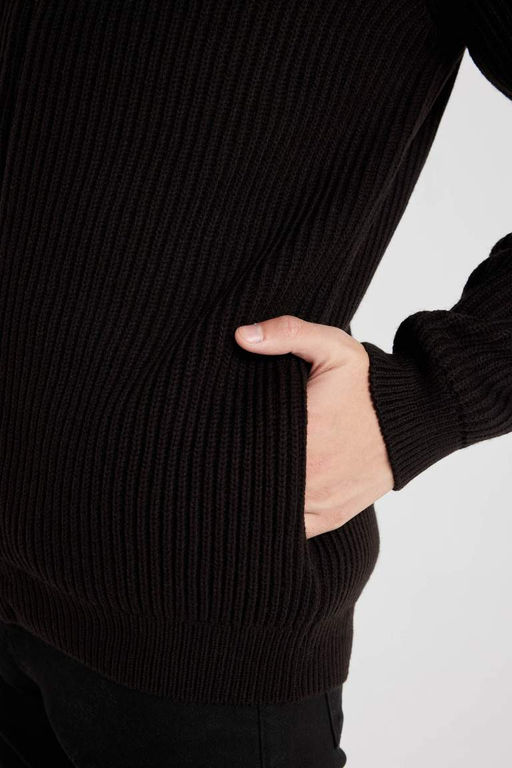 Кардиган стандартного кроя с высоким воротником - Defacto фото 5