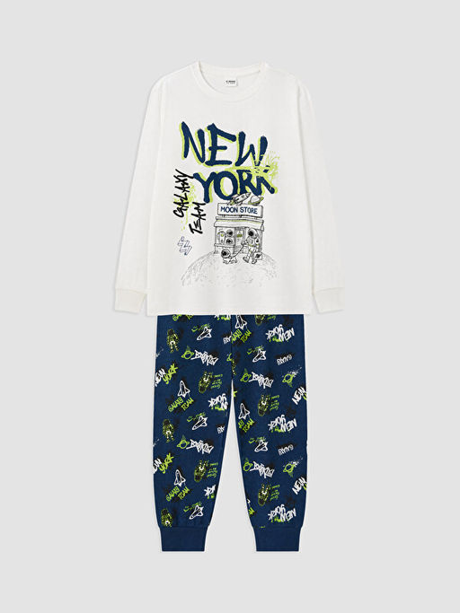 New York Bask?l? Erkek ?ocuk Pijama Tak?m