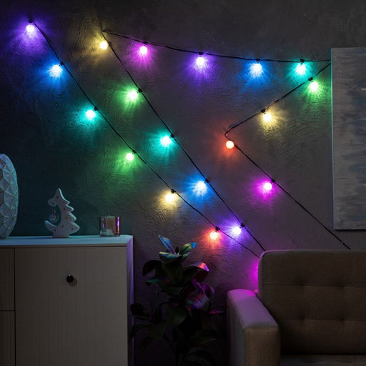 Умная гирлянда Нить 6 м с насадками Калейдоскоп, IP20, тёмная нить, 20 LED, свечение RGB, USB - Luazon lighting фото 3