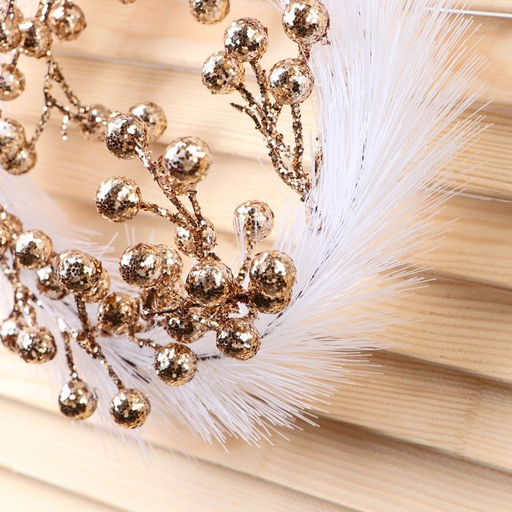 Венок новогодний d=20 см «Зимнее волшебство. Элит» ягодки, бело-золотой