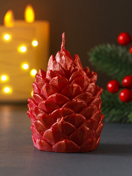 Цена за 2 шт. Свеча "Шишка 70*75 мм декор