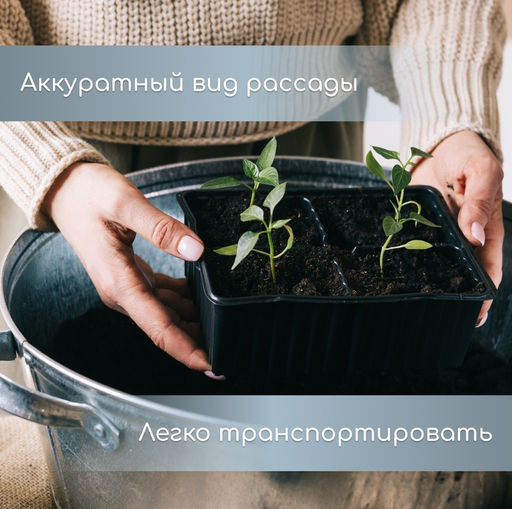 Цена за 2 шт. Кассета для рассады, 10 ячеек по 100 мл, набор 5 шт., чёрная - Simaland фото 6