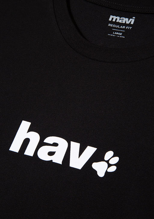 Hav Bask?l? Siyah Tisort - Mavi фото 7