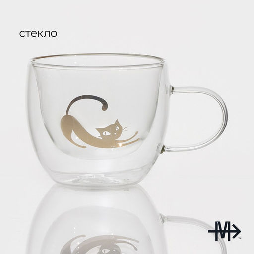 Кружка с двойными стенками Magistro «Дуо. Грация», 200 мл, 12.5×9×7.5 см, стекло, прозрачная