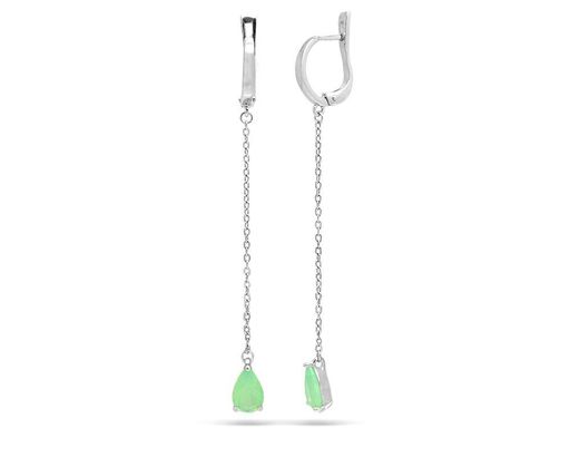 Серьги из серебра лунный камень зеленый, Ю-21010р