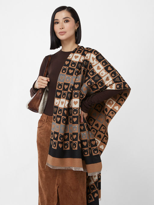 в составе ШЕРСТЬ и КАШЕМИР Большой, мягкий, теплый двусторонний палантин с принтом. - Tantino фото 4