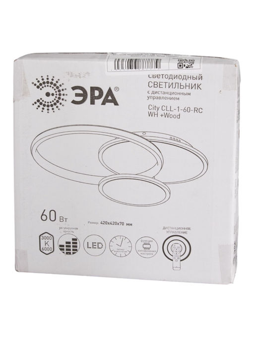 Светильник потолочный LED City CLL-1-60-RC, 60 Вт, 3000-6500К, 42×42×7 см, с ПДУ, белый