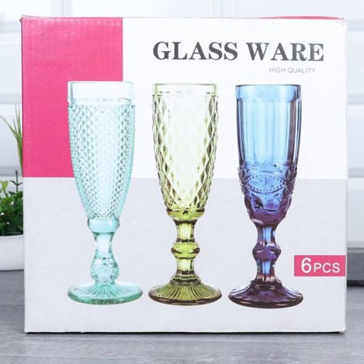 Бокал для шампанского 6 штук 200 мл / KF-036-2 /уп 8/ бордовый - ГалеонТрейд фото 3