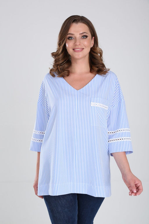 Блуза Modema 767/2 голубая полоска  фото 3