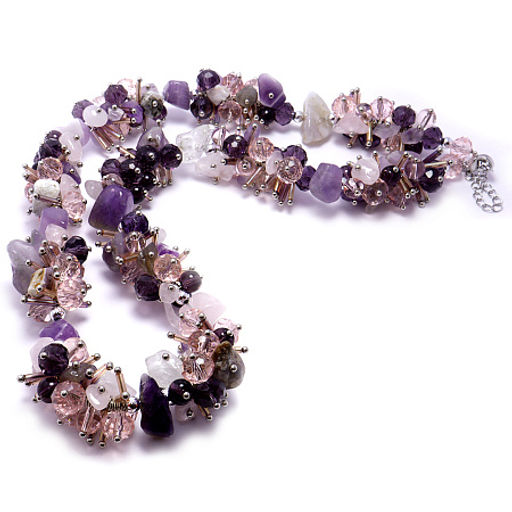 Бусы из камня Розовый кварц и аметист привлекает энергии счастья и любви