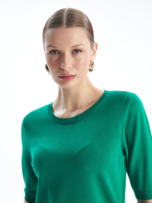 Bisiklet Yaka D?z K?sa Kollu Kad?n Triko Kazak - Waikiki фото 3