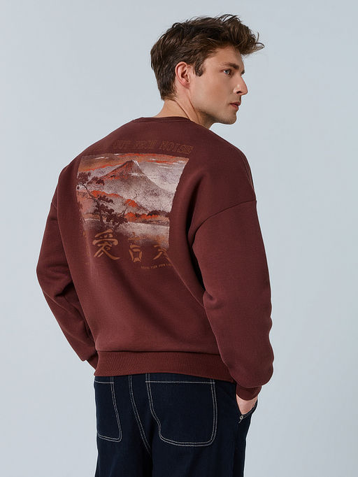 Теплый свитшот мужской коричневый с начесом и художественным принтом - Mark formelle фото 3