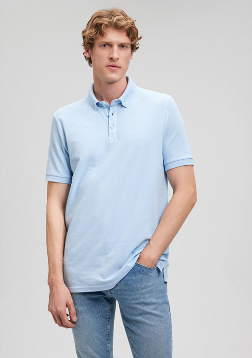 Ac?k Mavi Polo Tisort